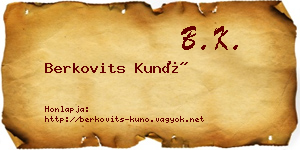 Berkovits Kunó névjegykártya